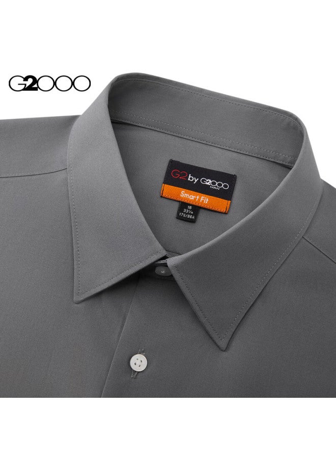 G2000 [خالي من التجاعيد] قميص رسمي بأكمام طويلة من قطن مزيج مناسب لموسم الربيع والخريف، رمادي متوسط، 2XL/1C - Image 3