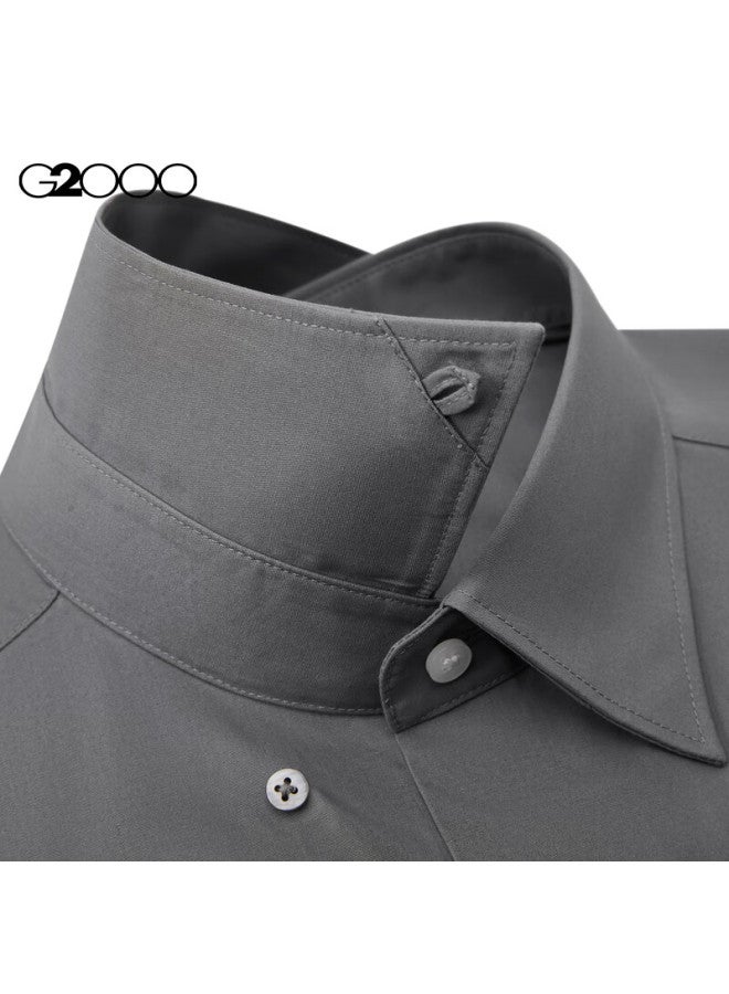 G2000 [خالي من التجاعيد] قميص رسمي بأكمام طويلة من قطن مزيج مناسب لموسم الربيع والخريف، رمادي متوسط، 2XL/1C - Image 4