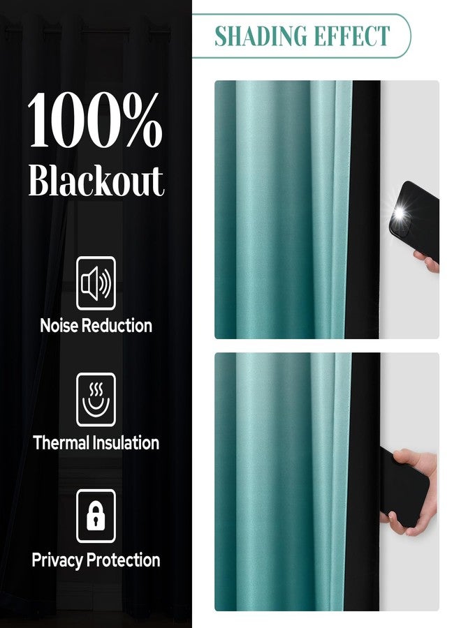HOMEIDEAS 100% Teal Ombre Blackout Curtains for Bedroom, Room Darkening Curtains 52 X 84 Inches Long Grommet Gradient Drapes, Light Blocking Thermal Insulated Curtains for Living Room, 2 Panels - Image 2