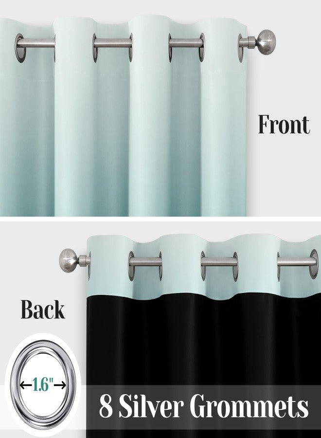 HOMEIDEAS 100% Teal Ombre Blackout Curtains for Bedroom, Room Darkening Curtains 52 X 84 Inches Long Grommet Gradient Drapes, Light Blocking Thermal Insulated Curtains for Living Room, 2 Panels - Image 5