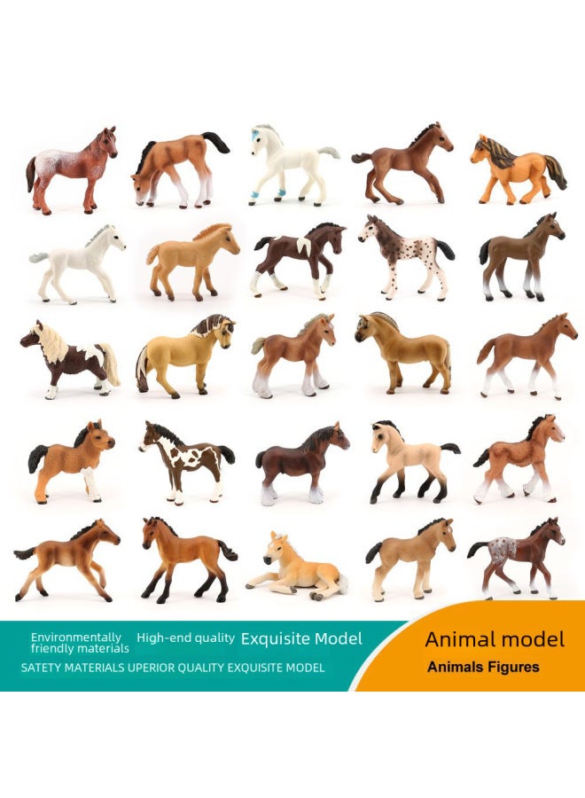 Children's Simulation Wild Animal Model Qianli Horse Horse Foal Sand Table Landscape Decoration Children's Toy Gift-Color:PL127-758 Farabella Stallion - Image 2