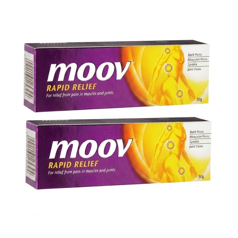 Moov Rapid Relief Pain Relief Cream for Muscle and Joint Pain, Backaches and Sprains - 50g (Pack of 2)