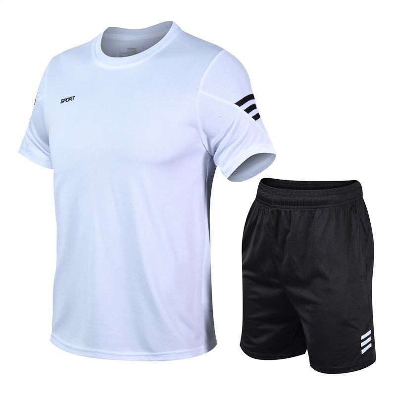 Mens Sport Suit Summer Fitness Short Sleeve T-Shirt Quick Dry Loose Fit Casual Running Vest Plus Size Black  - Image 4