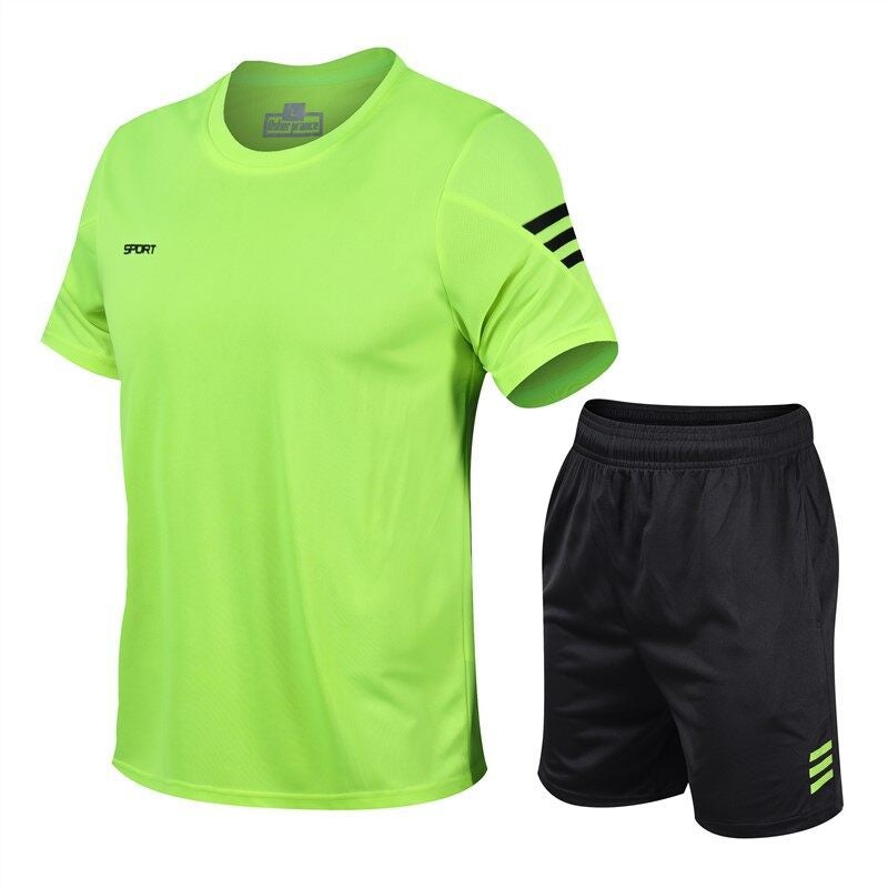 Mens Sport Suit Summer Fitness Short Sleeve T-Shirt Quick Dry Loose Fit Casual Running Vest Plus Size Black  - Image 3