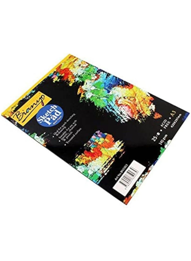 بيانو دفتر رسم أسود مقاس A3 للرسم - 25 ورقة -140 جم - Image 5