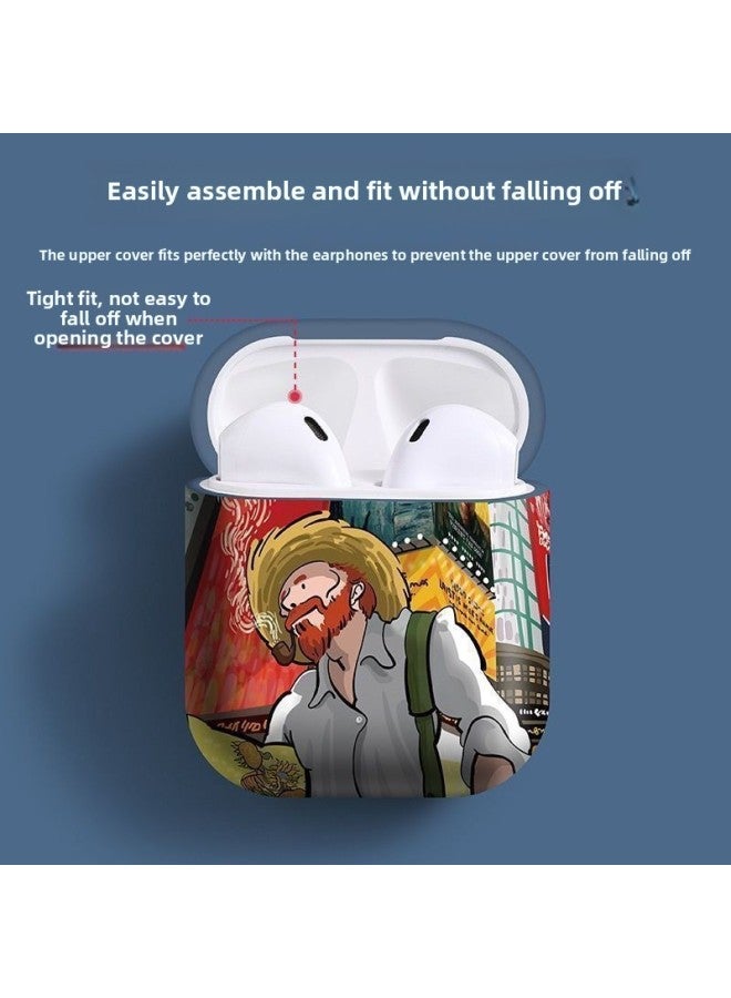 Kk Van Gogh Protective Case Protective Case Apple Generation Bluetooth Earphone Case Second Generation Soft Case-Body Color:Airpods1/2 Generation Universal-Memory Capacity:[brown Xiaoxin] Matte Feel  - Image 1