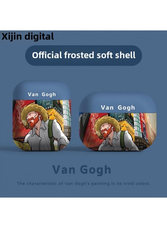 Kk Van Gogh Protective Case Protective Case Apple Generation Bluetooth Earphone Case Second Generation Soft Case-Body Color:Airpods1/2 Generation Universal-Memory Capacity:[brown Xiaoxin] Matte Feel  - Image 2