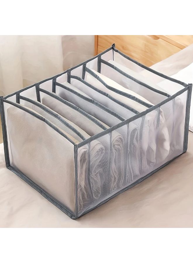 Gray Mesh Nylon Storage Box With Dividers Organizer For Clothes Pants Underwear Drawer Basket 1pc - Image 2