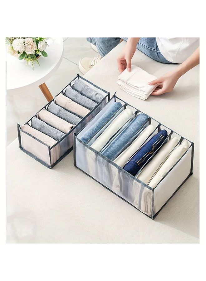 Gray Mesh Nylon Storage Box With Dividers Organizer For Clothes Pants Underwear Drawer Basket 1pc - Image 4