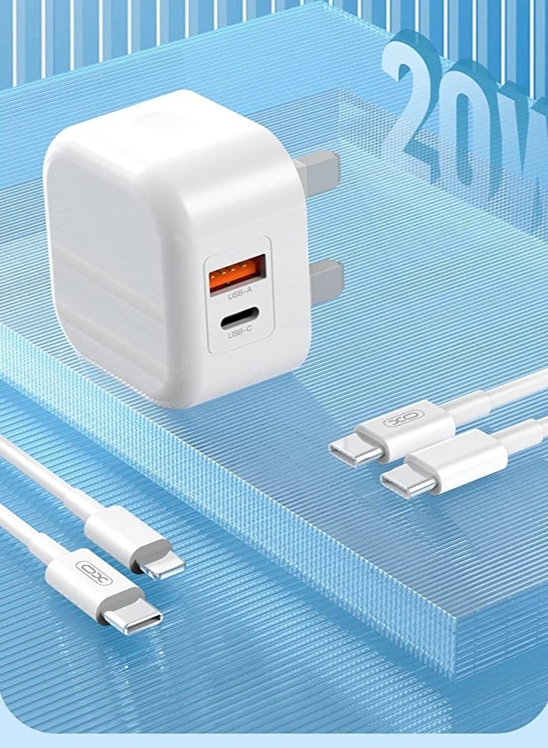 XO L98 Quick Suit Adapter PD Output Type-C 20W, QC USB Output 18W 1000mm cable for mobile phone - Image 3