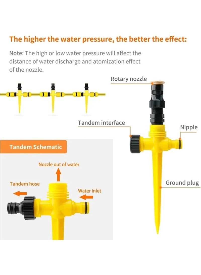 3 Pcs 360° Rotation Auto Irrigation System, Multifunction Adjustable Garden Sprinkler, Automatic Garden Lawn Sprinkler Irrigation, Save Water, for Outdoor Grass Garden Yard Lawns - Image 2