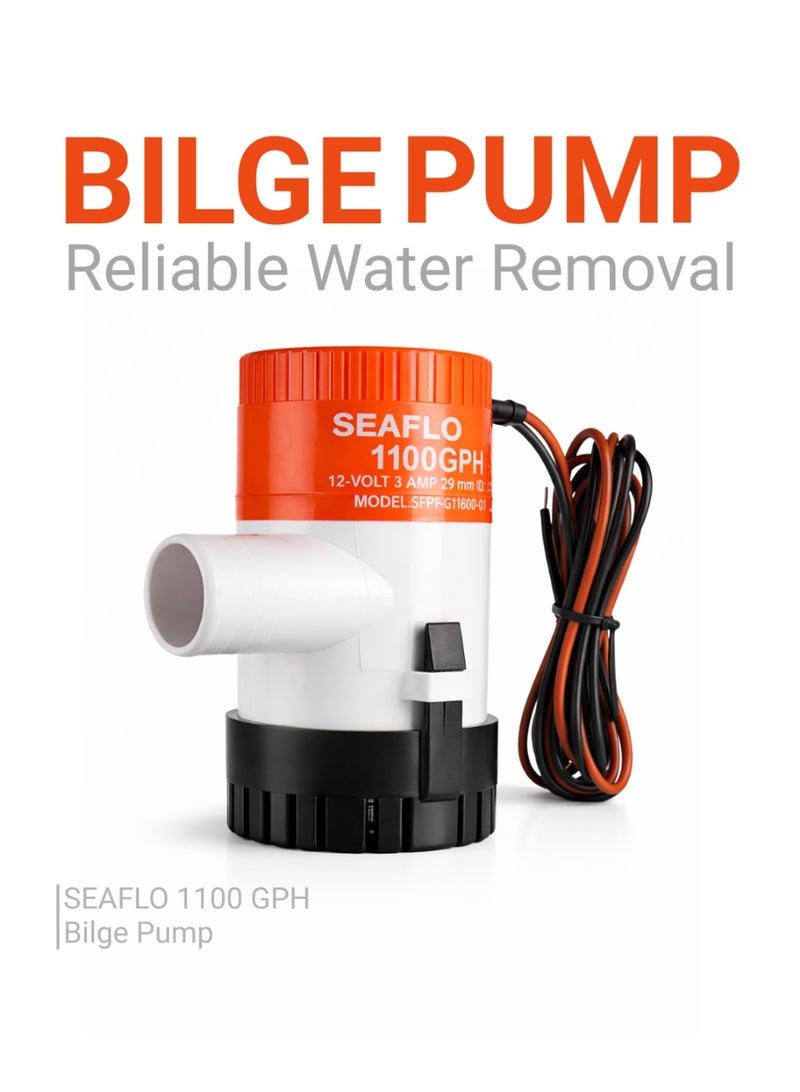 SEAFLO Marine Bilge Pump 1100GPH 12V/24V Boat Water Pump with Anti-Airlock Protection - Image 2