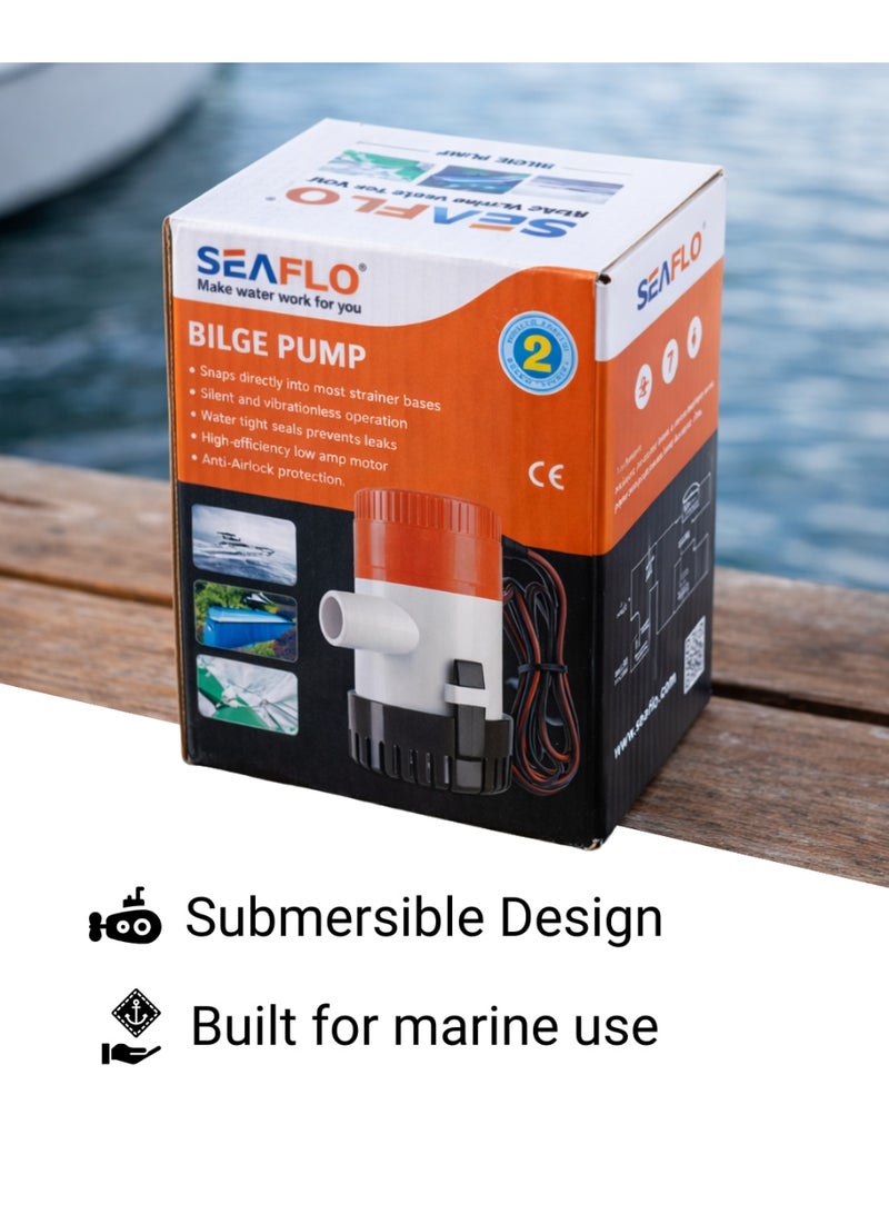 SEAFLO Marine Bilge Pump 1100GPH 12V/24V Boat Water Pump with Anti-Airlock Protection - Image 4