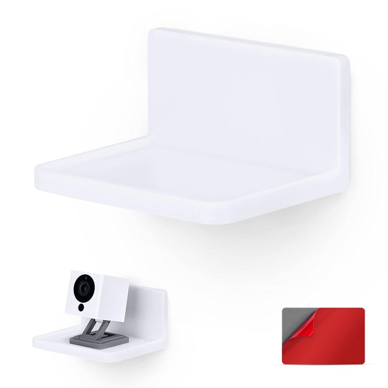 Brainwavz Universal Floating Shelf Mount for Security Cameras Baby Monitors Speakers Plants Toys More Screwless Holder Strong Adhesive 118Mm X 86Mm Shelf150 White - Image 1
