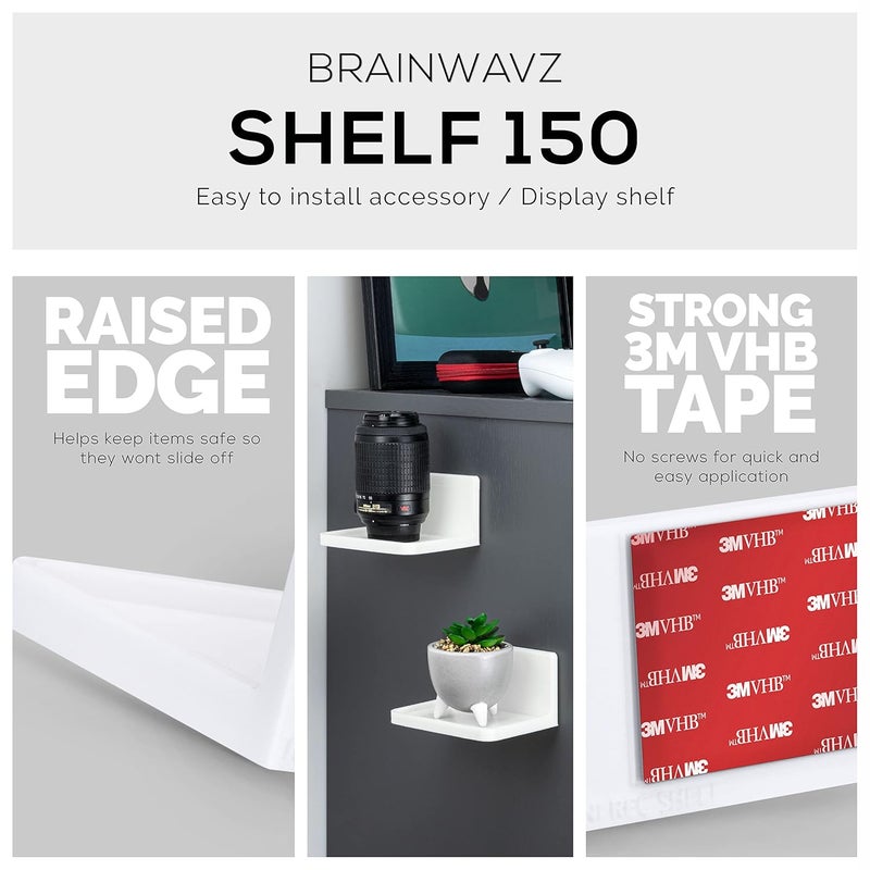 Brainwavz Universal Floating Shelf Mount for Security Cameras Baby Monitors Speakers Plants Toys More Screwless Holder Strong Adhesive 118Mm X 86Mm Shelf150 White - Image 4