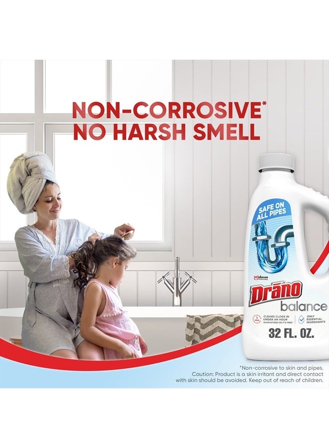 Drano Balance Drain Clog Remover and Cleaner, Non-Corrosive Formula, Safe on All Pipes, Formulated Using Only Essential Ingredients, 32 Fl Oz - Image 5