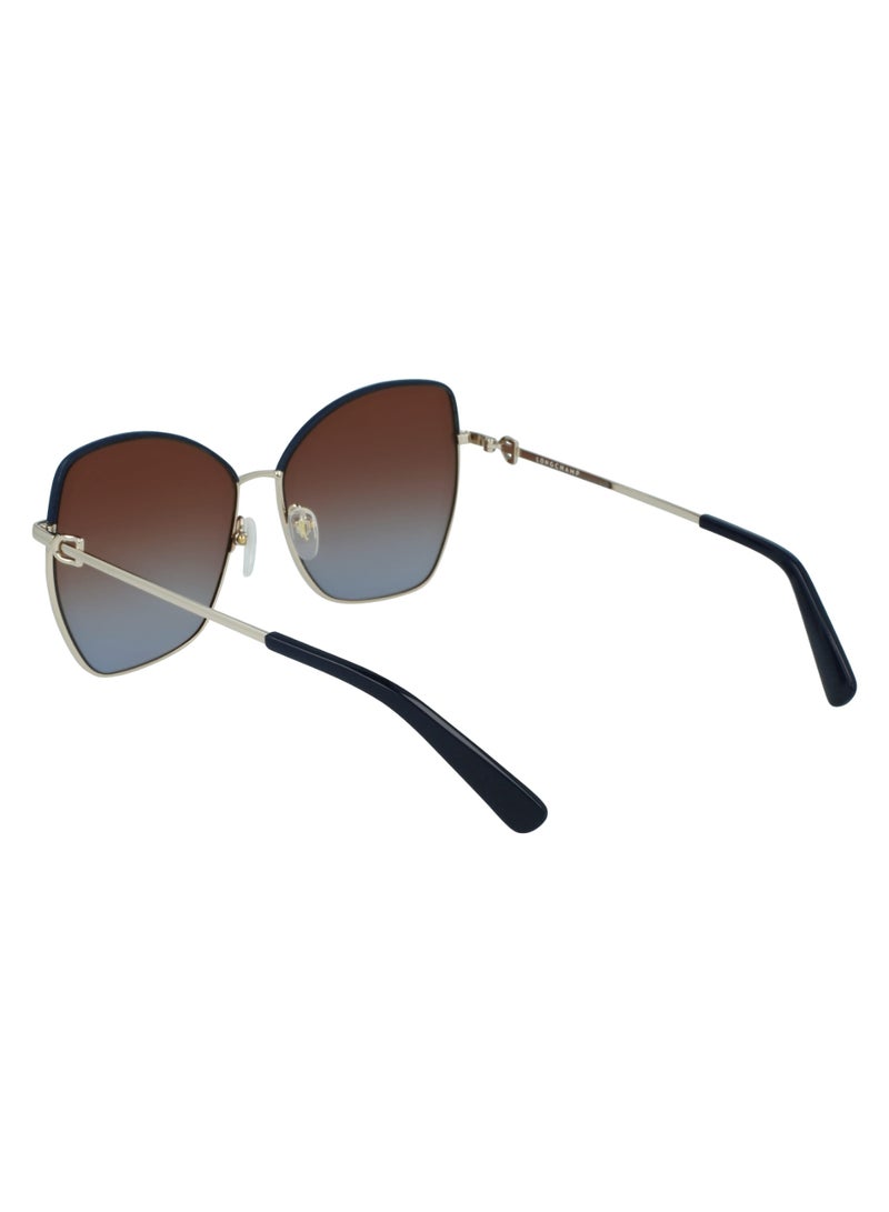 Longchamp Women's UV Protection Butterfly Shape Metal Sunglasses LO156SL-720-6014 - Lens Size: 60 - Gold / Brown Blue - Image 5