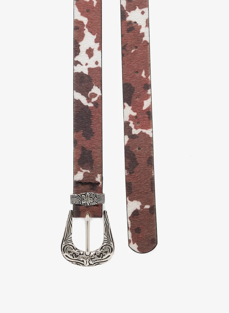 Seventy Five Faux Pony Hair Belt With Western Clasp