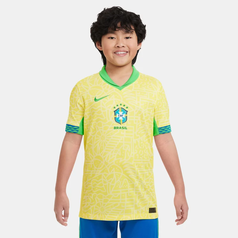 Nike Kids' Brazil Stadium Dri-FIT Replica Home Football Jersey - 2024