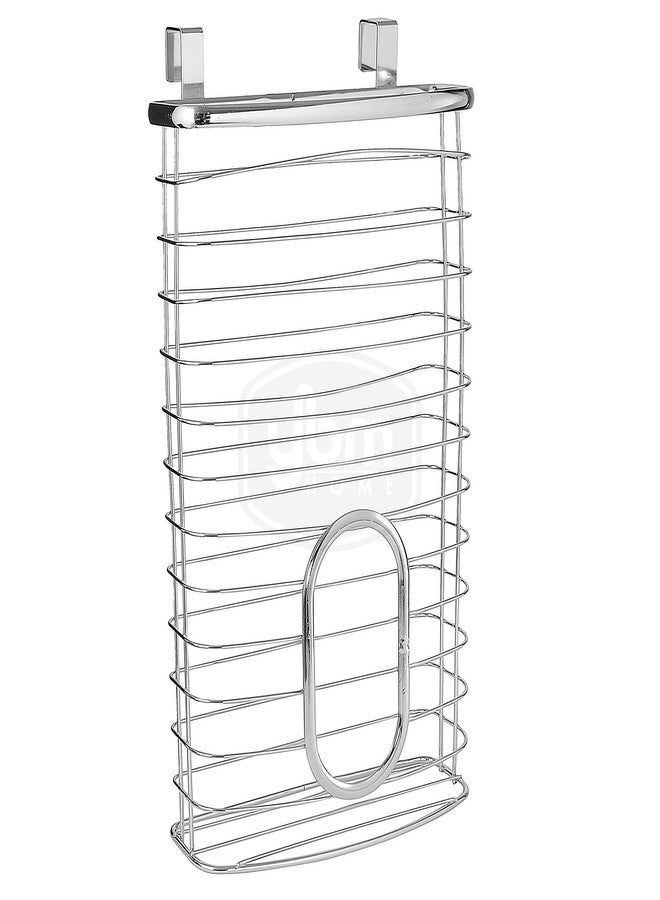 واي بي أم هوم حاوية وموزع أكياس بلاستيكية من YBM Home لأكياس البقالة، منظم تخزين أكياس معدني يُعلق على باب الخزانة، يتسع لما يصل إلى 50 كيس تسوق بلاستيكي، فضي اللون - Image 1