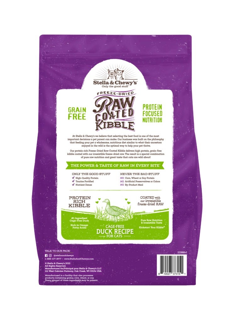 Stella & Chewys Stella & Chewy's Raw Coated Kibble for Cats - Cage-Free Duck Recipe - 5 lb  - Image 2