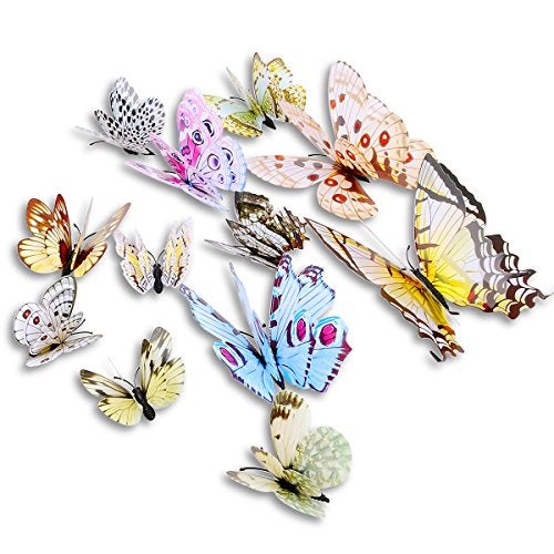 DaGou Mixed of 12PCS 3D Pink Butterfly Wall Stickers Decor Art Decorations¡­ (White) - Image 2