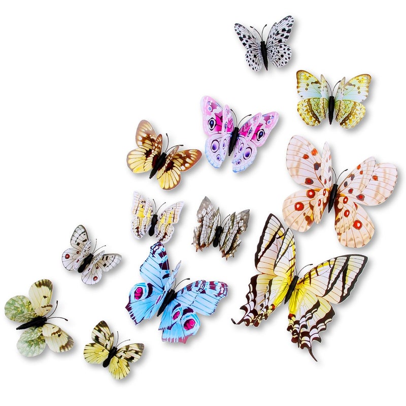 DaGou Mixed of 12PCS 3D Pink Butterfly Wall Stickers Decor Art Decorations¡­ (White) - Image 4
