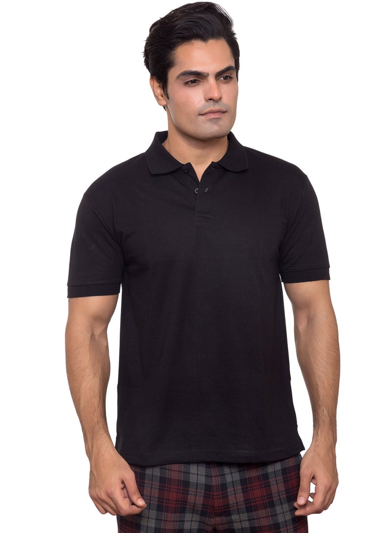 SANTHOME Basic Dry n Cool Cotton Polyester Blend Shirt Collared Neck Polo for Men - Image 1