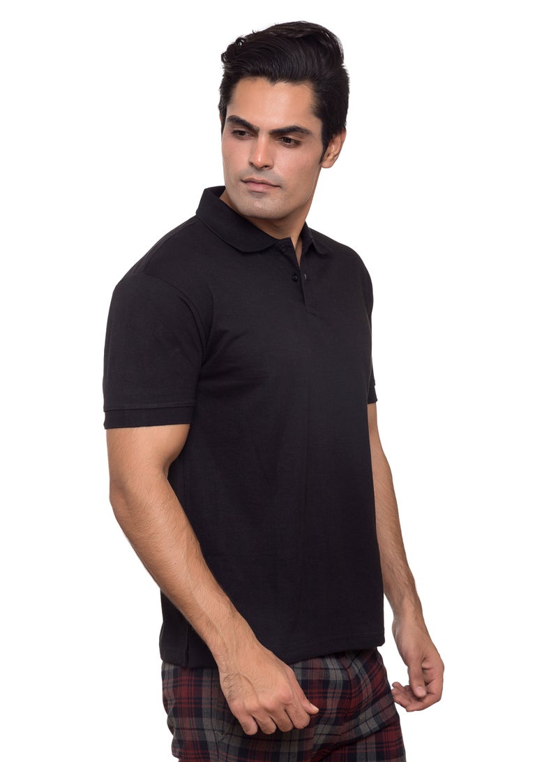 SANTHOME Basic Dry n Cool Cotton Polyester Blend Shirt Collared Neck Polo for Men - Image 2