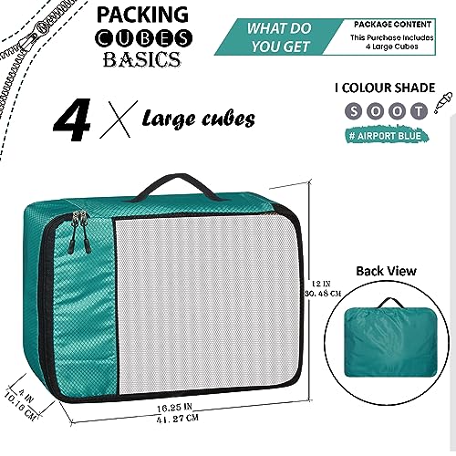 OxbOw Travel Organizer Pouch, Packing Cubes For Travel, Cloth Organizer For Travel, Suitcase Organizer For Travelling, Packing Bags For Travelling (Airport Blue, Large- Pack of 4) - Image 3