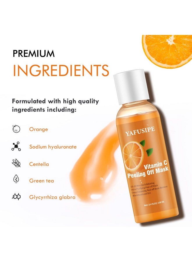 YAFUSIPE Peel Off Face Mask Vitamin C Peel Off Mask, Blackhead Mask Peel Off Gentle Exfoliating Mask Blackhead Remover Mask, Poreless Deep Cleanse Mask Hand Mask for Brightening Face Arms Neck -100ML/3.4 FLOZ - Image 5