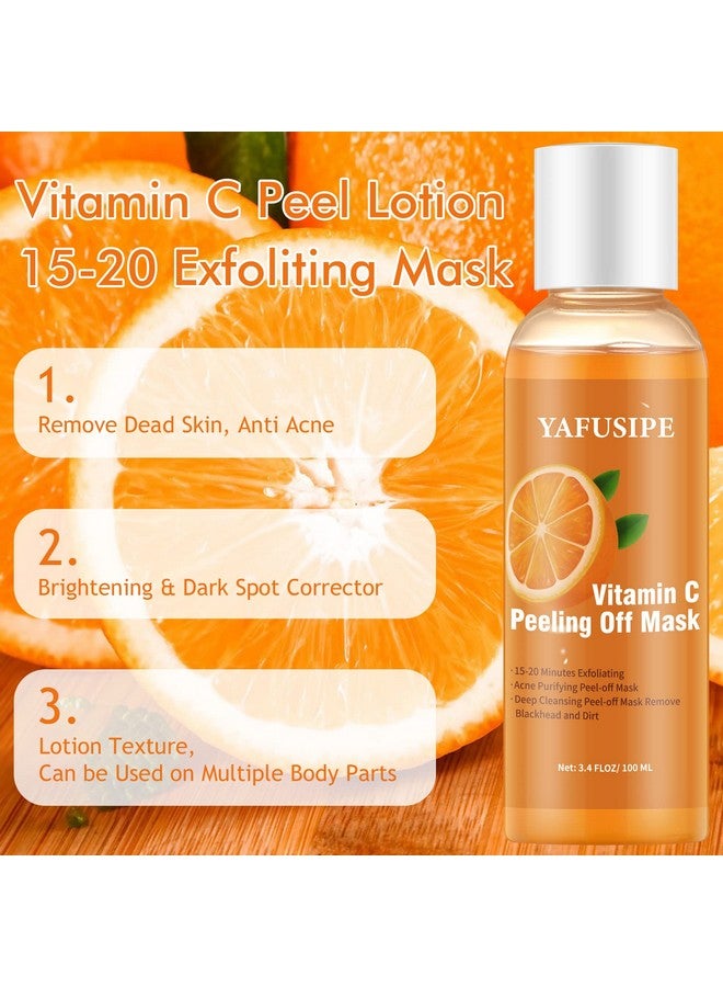 YAFUSIPE Peel Off Face Mask Vitamin C Peel Off Mask, Blackhead Mask Peel Off Gentle Exfoliating Mask Blackhead Remover Mask, Poreless Deep Cleanse Mask Hand Mask for Brightening Face Arms Neck -100ML/3.4 FLOZ - Image 4
