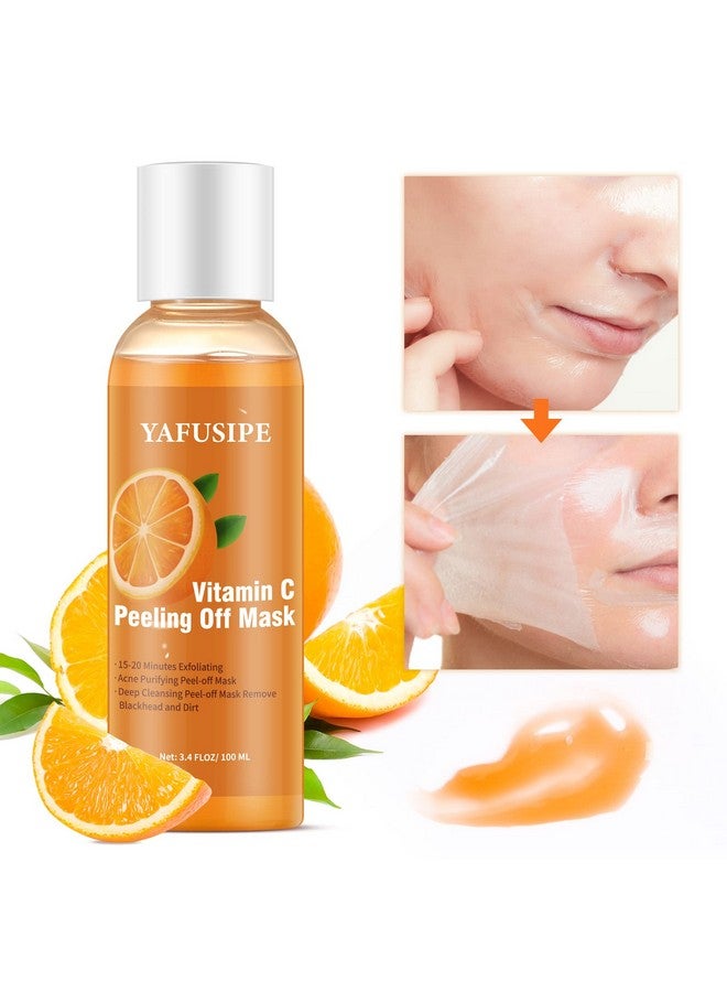 YAFUSIPE Peel Off Face Mask Vitamin C Peel Off Mask, Blackhead Mask Peel Off Gentle Exfoliating Mask Blackhead Remover Mask, Poreless Deep Cleanse Mask Hand Mask for Brightening Face Arms Neck -100ML/3.4 FLOZ - Image 1