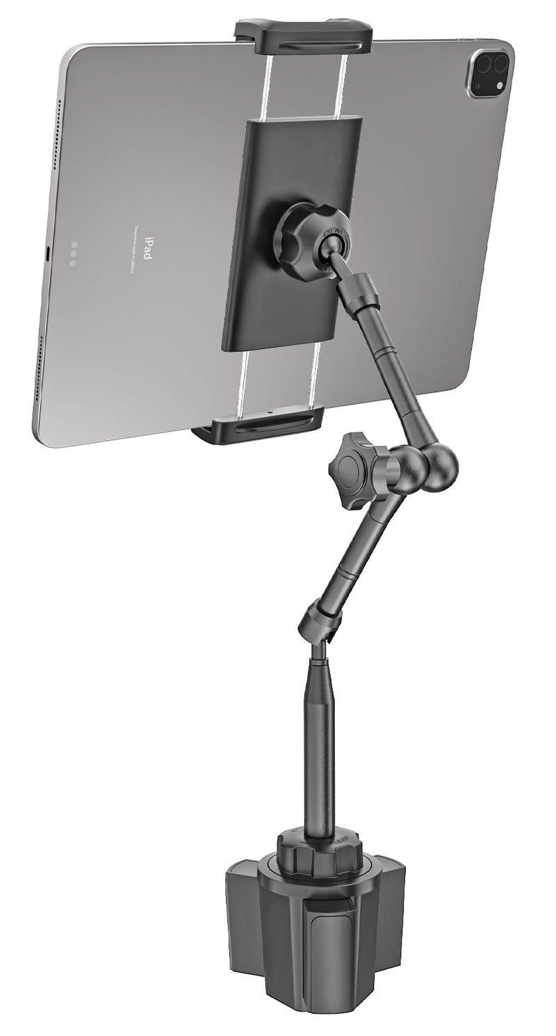 Kolasels Heavy Duty Metal Cup Holder Tablet Car Mount, One-Touch Adjustment Magic Arm Cup Holder Tablet Mount for Cars, SUVs, Trucks, Compatible with iPad Pro Air Mini, iPhone, Z Fold, 4-13" Devices - Image 1