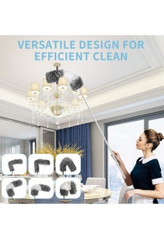 XiuWoo 7 PCS Microfiber Feather Duster with Extension Pole, Reusable, Bendable, Washable Dusters for Cleaning Ceiling Fan, High Ceiling, Blinds, Furniture & Cars  - Image 2