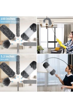 XiuWoo 7 PCS Microfiber Feather Duster with Extension Pole, Reusable, Bendable, Washable Dusters for Cleaning Ceiling Fan, High Ceiling, Blinds, Furniture & Cars  - Image 5