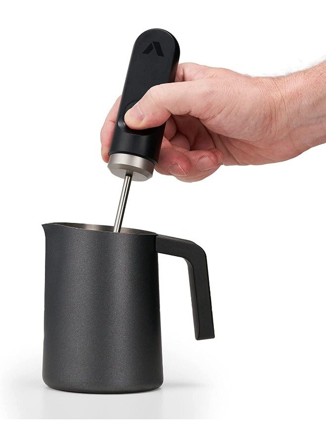 subminimal FlowTip Milk Jug (450ml/15oz) - Advanced Design Milk Jug w/ Ergonomic & Heat Resistant Handle, StoveTop Compatible, Stainless Steel, Smooth Neck & Sharp Tip - Black  - Image 4