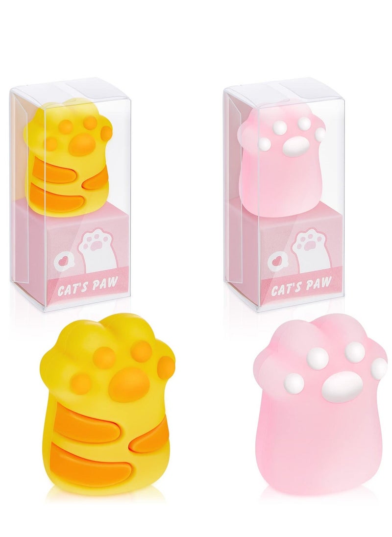 Y&D Pencil Sharpener, 4pcs Cute Cat Paw Portable Handheld Kawaii Manual Pencils Sharpeners for Kids, Sharpener Stationery with Lid Office Home School Supplies  - Image 1