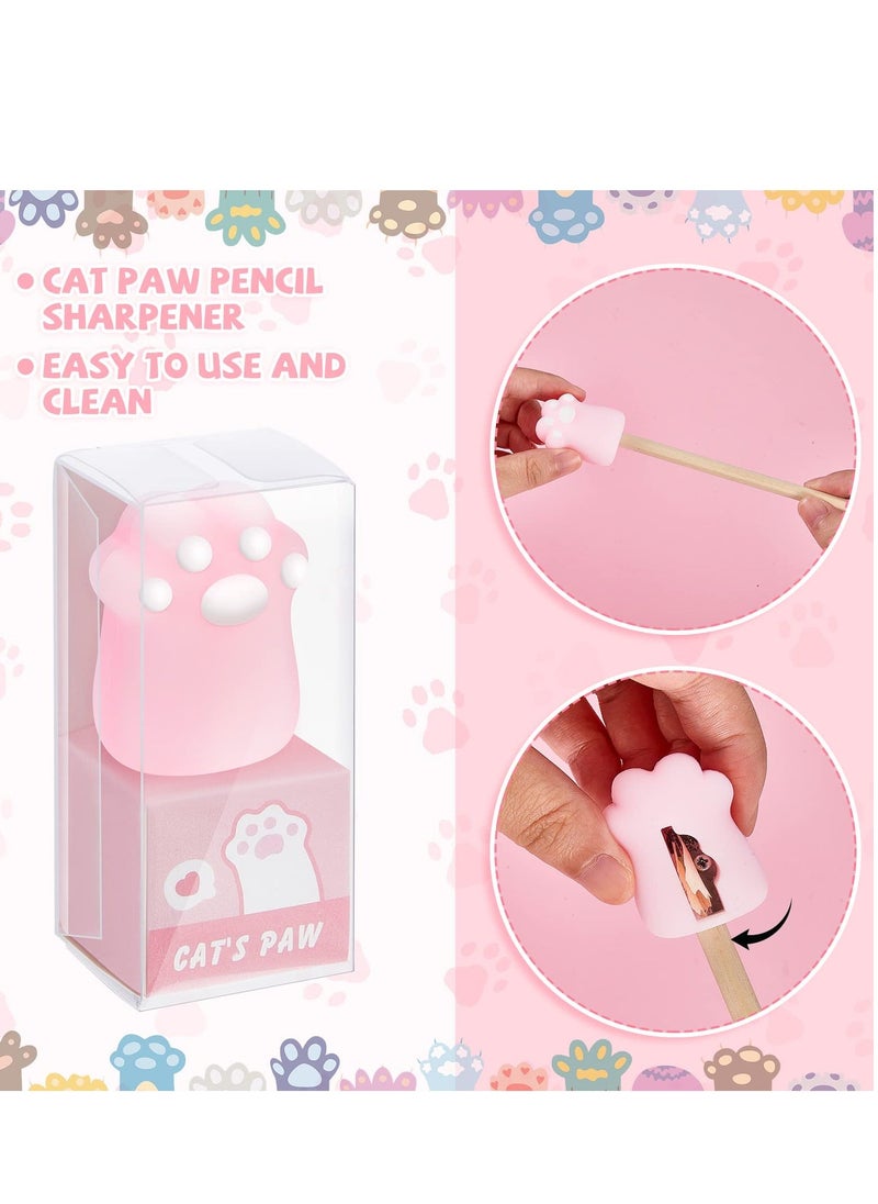 Y&D Pencil Sharpener, 4pcs Cute Cat Paw Portable Handheld Kawaii Manual Pencils Sharpeners for Kids, Sharpener Stationery with Lid Office Home School Supplies  - Image 2