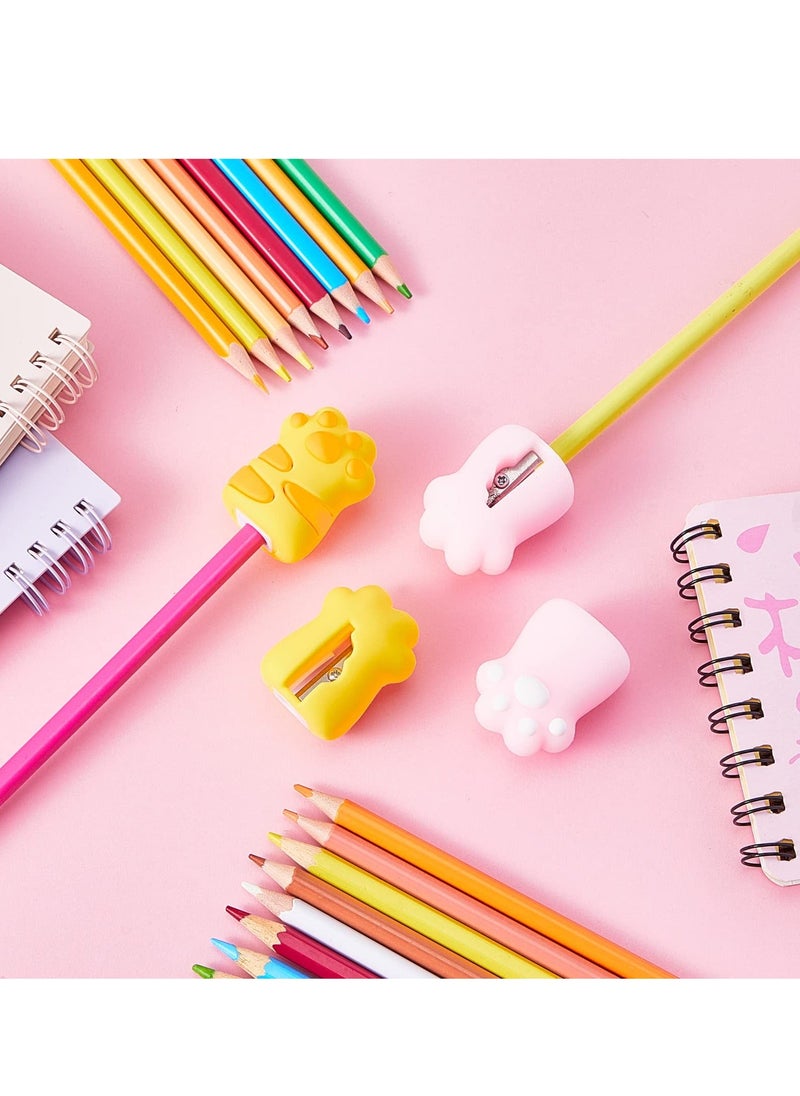Y&D Pencil Sharpener, 4pcs Cute Cat Paw Portable Handheld Kawaii Manual Pencils Sharpeners for Kids, Sharpener Stationery with Lid Office Home School Supplies  - Image 3