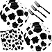 HSPAIDYP 60pcs Cow Print Party Supplies Cow Themed Tableware Set with 7 Paper Plates Napkins Forks for Kids Birthday Party Serves 20 - Image 3