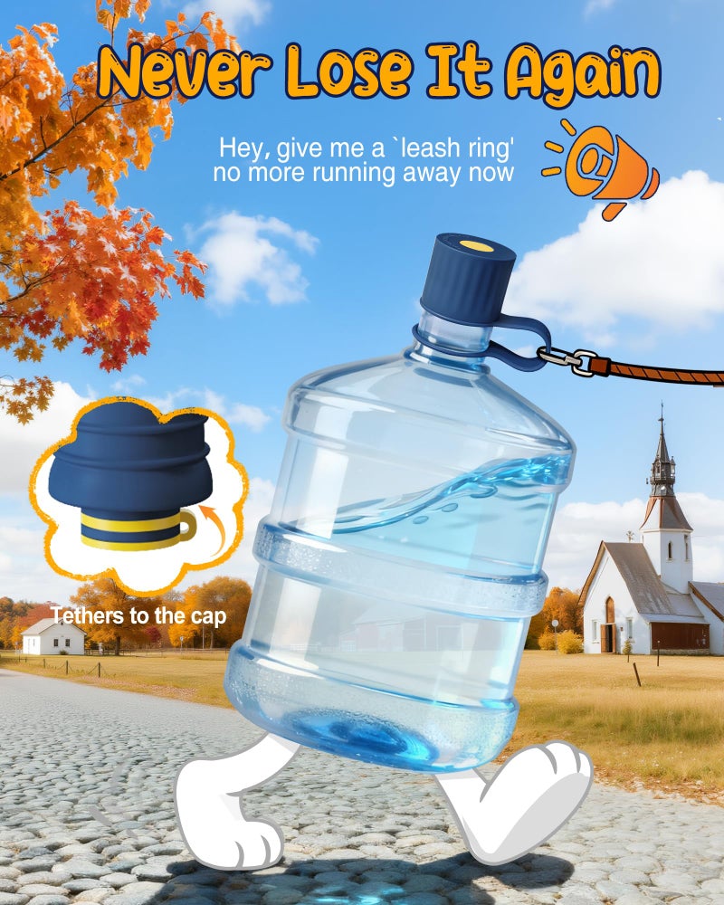 Redsack 3-Packs Silicone 5 Gallon Water Jug Cap, 2/3/4/5Gal Reusable Bottle Lids, Leak-Proof Replacement Caps for 55mm & 60mm Bottle Standard/Screw/Crown Tops, Dishwasher Safe & BPA-Free (Dark Blue, 3 PACKS) - Image 4