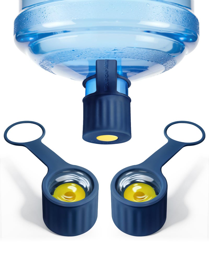 Redsack 3-Packs Silicone 5 Gallon Water Jug Cap, 2/3/4/5Gal Reusable Bottle Lids, Leak-Proof Replacement Caps for 55mm & 60mm Bottle Standard/Screw/Crown Tops, Dishwasher Safe & BPA-Free (Dark Blue, 3 PACKS) - Image 1