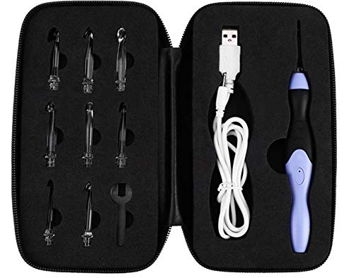 Hilitand Lighted Crochet Hooks Set, Knitting Tools with 9 Replacement Heads (2.5-6.5mm) USB Charging (Handle + Black Bag) - Image 1