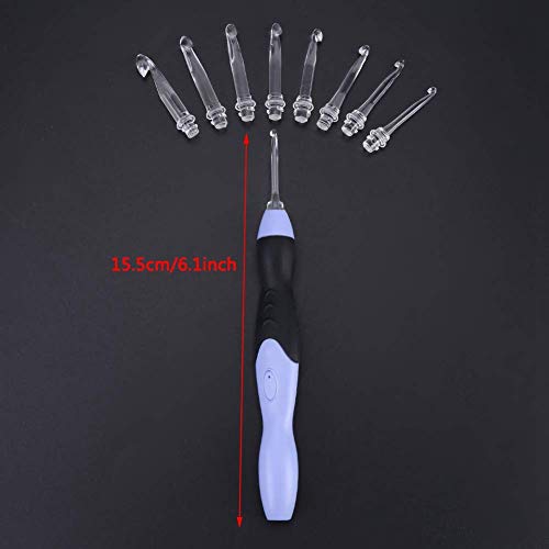 Hilitand Lighted Crochet Hooks Set, Knitting Tools with 9 Replacement Heads (2.5-6.5mm) USB Charging (Handle + Black Bag) - Image 2