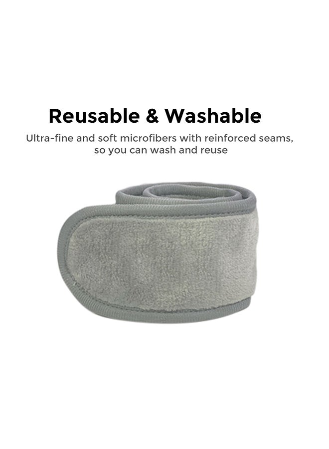 Wownect Makeup Cloth Reusable Microfiber Facial Headband Make up Hair Band StretchTowel for Sports Yoga Gym Band - Grey, Black - Image 3