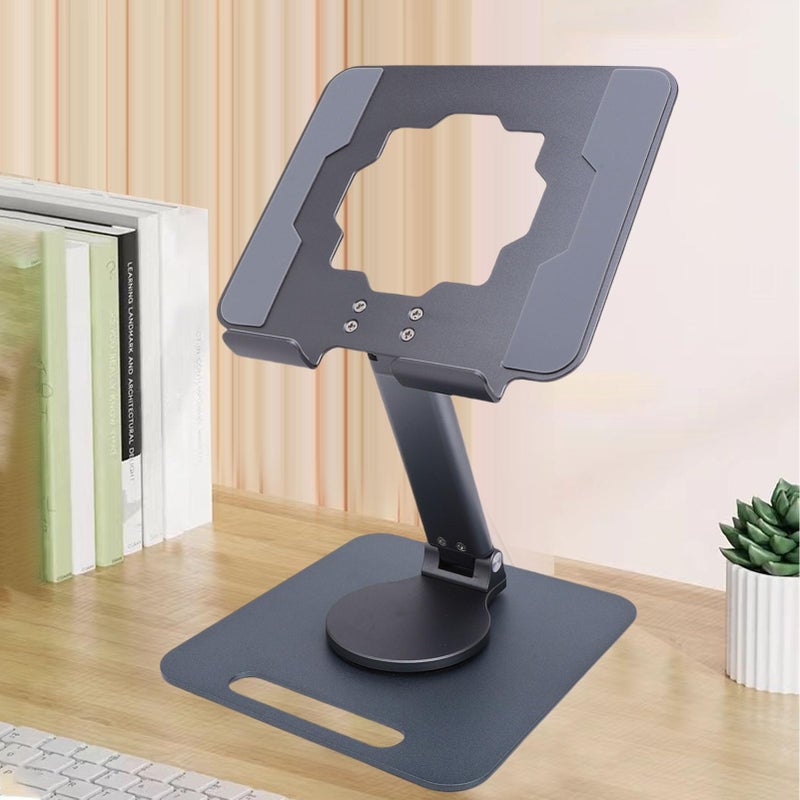 Silver Tablet Stand Aluminum Alloy 360 Degree Rotating Foldable Adjustable Holder For Live Streaming Drawing - Image 5