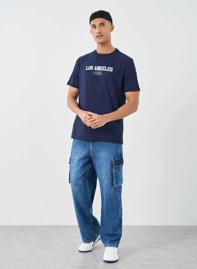 Take Two Take Two Slogan Print Round Neck Regular Fit T-Shirt