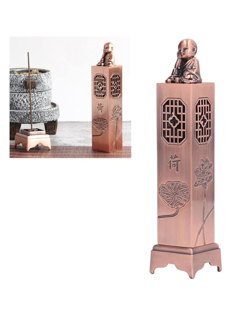 GGOOT Small Monk Vertical Incense Holder,Incense Holder with Lotus Flower Carving of Hollow Craftsmanship,Incense Seat,Incense Catcher for Relieving Anxiety for Yoga Room,Tea Room,Bedroom  - Image 4
