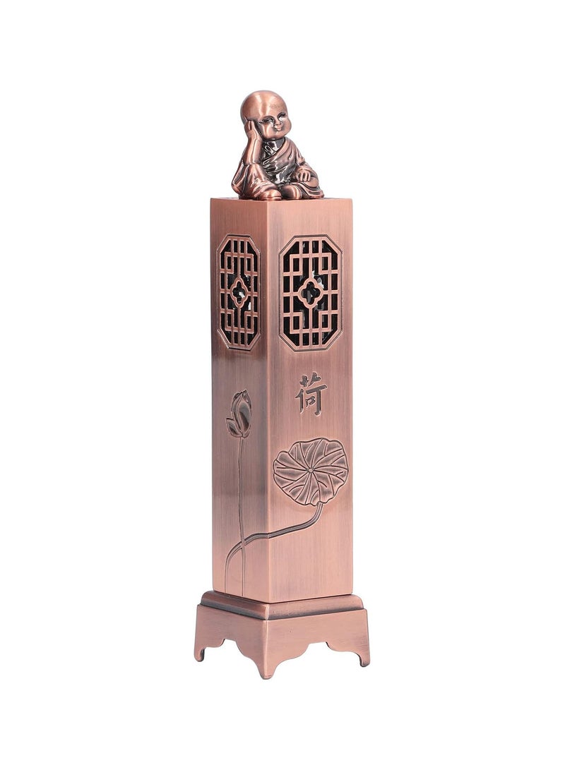 GGOOT Small Monk Vertical Incense Holder,Incense Holder with Lotus Flower Carving of Hollow Craftsmanship,Incense Seat,Incense Catcher for Relieving Anxiety for Yoga Room,Tea Room,Bedroom  - Image 1